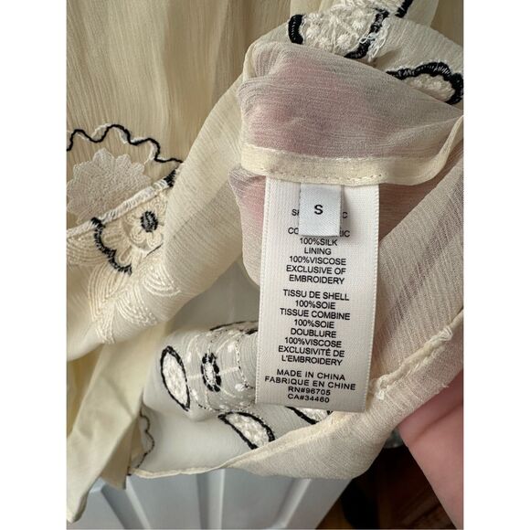 NWT Rebecca Taylor Parasol Embroidered Bow Blouse in Neutral | S - Picture 9 of 12